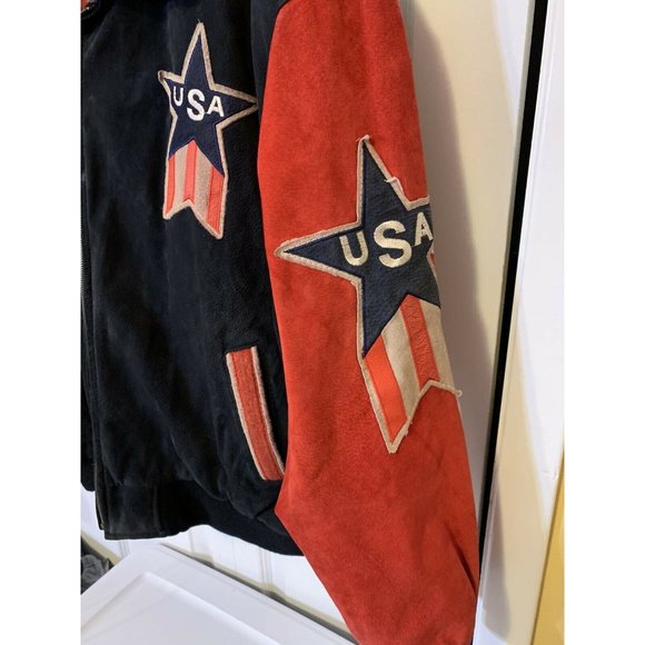 Vtg Michael Hoban WhereMI USA Big Stars Stripes Bomber Jacket Sz XL Soft - Picture 5 of 12